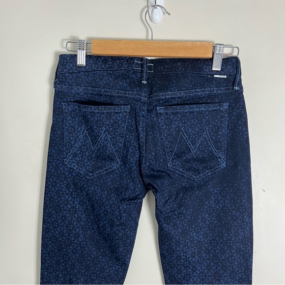 MOTHER The Looker Foulard Me Once Jeans Blue Tile Print Low-rise Skinny Size 26 - Picture 6 of 13